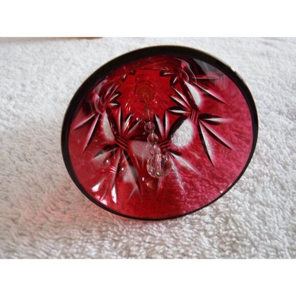 Bell, Vintage Cranberry Cut Crystal Dinner‎ Bell glass - Picture 5 of 5